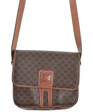 Celine Shoulder Bag Brown x Beige Cream All over